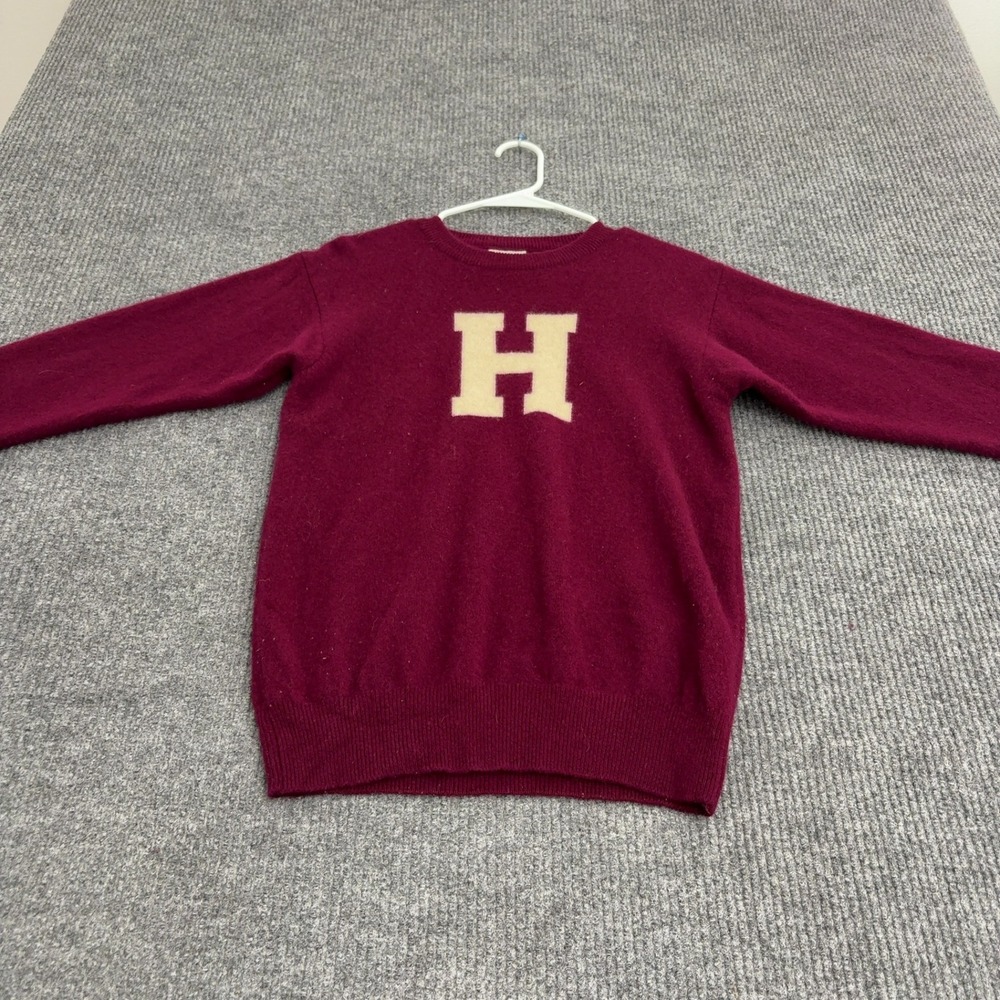 Harvard The Coop Sweater Mens L Maroon Lambswool Crewneck Letterman Preppy Ivy